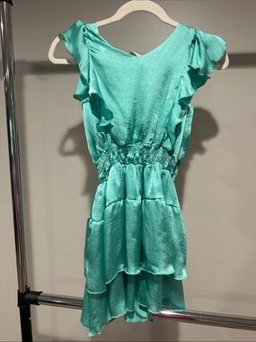Teal Ruffled Tiered Summer Dress size xl